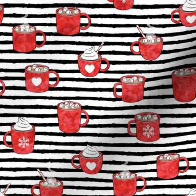 hot cocoa - hot chocolate - red on black stripes