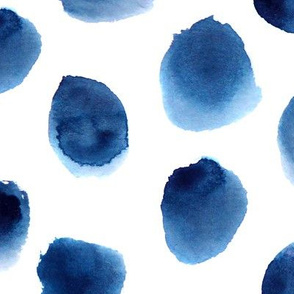 Freshness, larger scale || watercolor blue polka dot pattern for nursery, kids, home decor