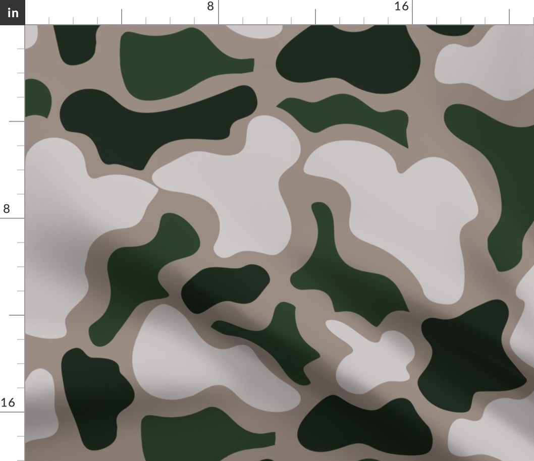 PLAYFUL PUZZLE CAMO GREEN AND SAND Fabric | Spoonflower
