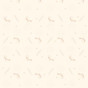 Print 12 birds creme and skin pink repeat autumn winter 2018-2019 150 dpi