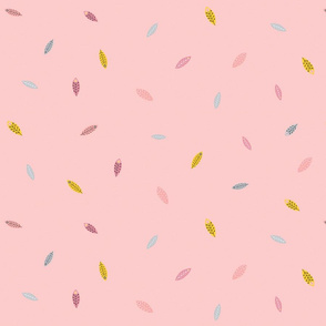 Print 2 feathers repeat autumn winter 2018-2019 girl pink and yellow and pink background 150 dpi