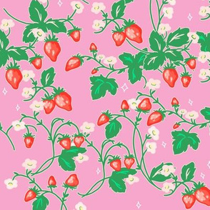 Strawberry Patch on Pink