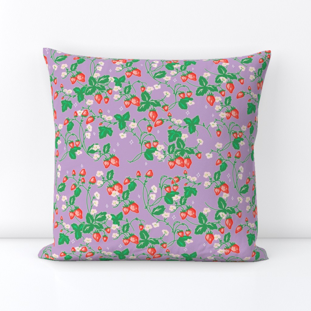 Strawberry Patch on pastel purple