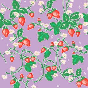 Strawberry Patch on pastel purple