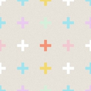 Cross Pattern - Pastel Multi Crosses on Beige