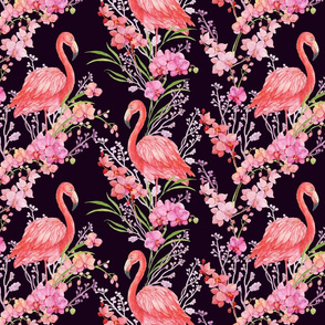 flamingos and orchid