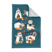 Christmas cats - Spoonflower Tea Towel