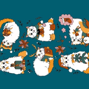 Christmas cats - Spoonflower Tea Towel