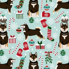 shiba inu christmas fabric, shiba inu holiday, shiba inu fabric, dog fabric, shiba inu fabric by the yard, dog fabric by the yard, cute dog fabric - blue