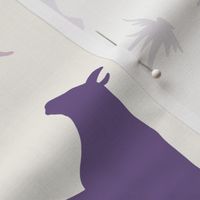Cow Heads & Sides - Purples, H White - Rotated - Tea towel