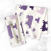 Cow Heads & Sides - Purples, H White - Rotated - Tea towel