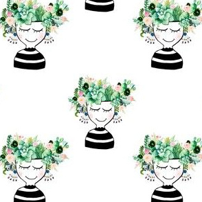 4" Pretty Girl Floral Planter - White