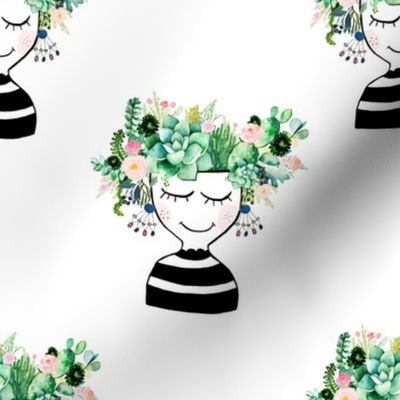 8" Pretty Girl Floral Planter - White