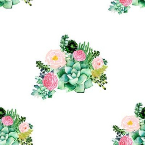 8" Cactus Florals - White