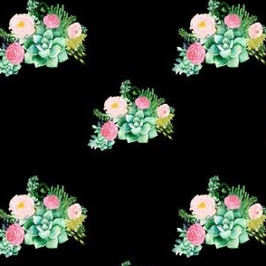 4" Cactus Florals - Black