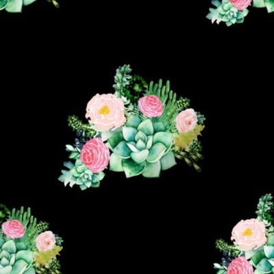 8" Cactus Florals - Black