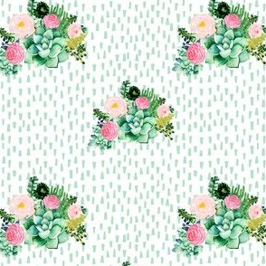 4" Cactus Florals - Minty Dashes
