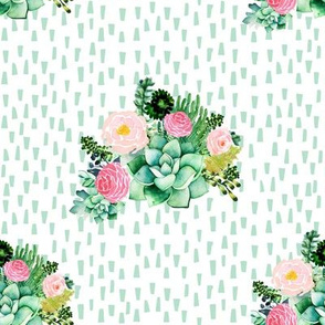 8" Cactus Florals - Minty Dashes