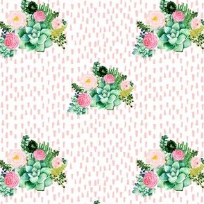 4" Cactus Florals - Pink Dashes
