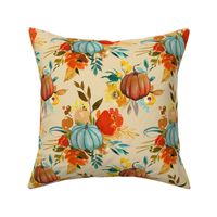 Autumn Pumpkin Floral Watercolor // Biscuit