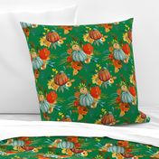 Autumn Pumpkin Floral Watercolor // Kelly Green