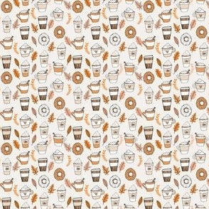 MINI pumpkin spice latte fabric coffee and donuts fall autumn traditions off-white