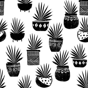 linocut plant life fabric, plants fabric, home decor fabric, linocut fabric, hand printed fabric, plants, trendy plants, 2019 trends fabric - andrea lauren - bw