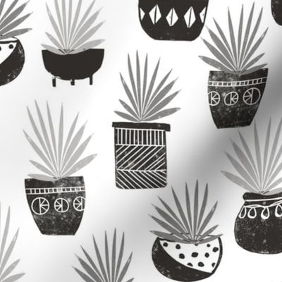 linocut plant life fabric, plants fabric, home decor fabric, linocut fabric, hand printed fabric, plants, trendy plants, 2019 trends fabric - andrea lauren -grey