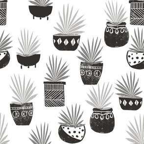 linocut plant life fabric, plants fabric, home decor fabric, linocut fabric, hand printed fabric, plants, trendy plants, 2019 trends fabric - andrea lauren -grey