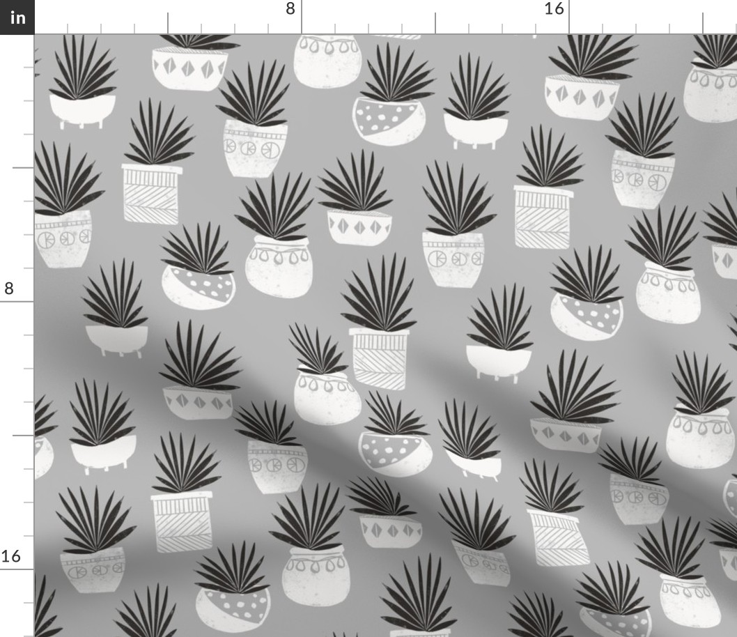 linocut plant life fabric, plants fabric, home decor fabric, linocut fabric, hand printed fabric, plants, trendy plants, 2019 trends fabric - andrea lauren - grey