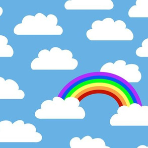 Rainbow and clouds nursery decor