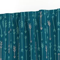 Hand Drawn Arrows in Teal, Turquoise, Gray // Scandi Woodland Adventure Cheater Quilt Coordinate // Animals + Landscape // Texture, Shapes, Geometric, Modern Quilt