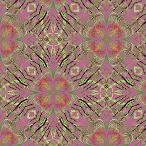 Fractal Kaleidoscope in Pink and Yellowish Green