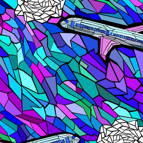 stained glass jet plane