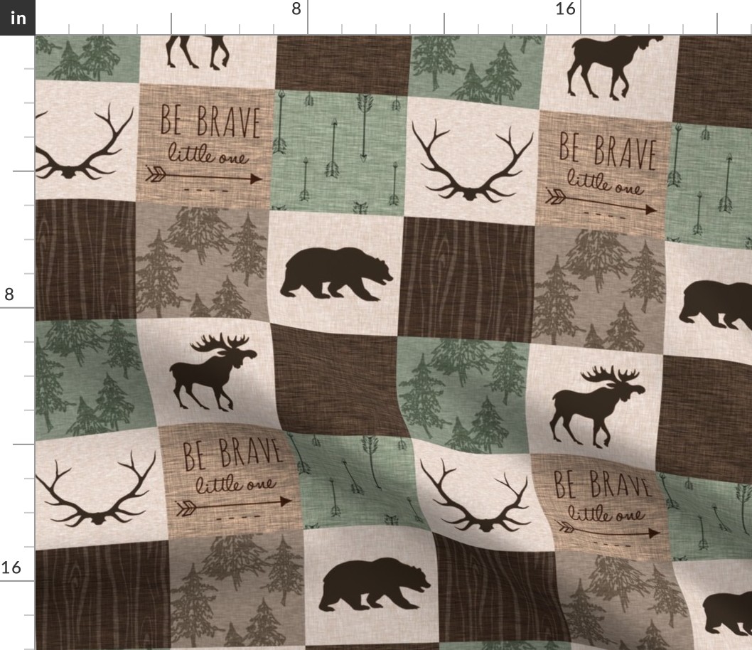 4.5” be brave quilt - green and brown