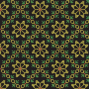 Fair Isle -- Yellow Green Orange on Black