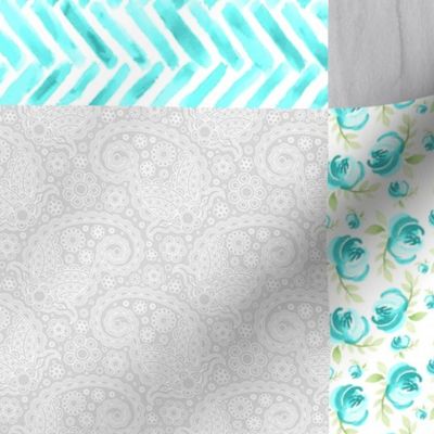 Ballerina//Teal - Wholecloth Cheater Quilt