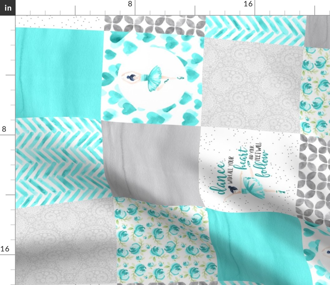 Ballerina//Teal - Wholecloth Cheater Quilt