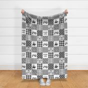 Farm life - patchwork wholecloth - farm themed - grey C18BS