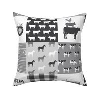 Farm life - patchwork wholecloth - farm themed - grey C18BS