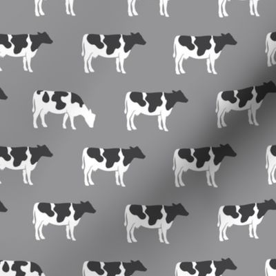 cows on grey - farm fabric C18BS