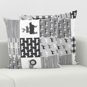 Farm life - patchwork wholecloth - farm themed - grey C18BS (90)