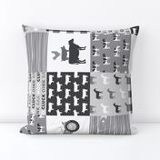 Farm life - patchwork wholecloth - farm themed - grey C18BS (90)