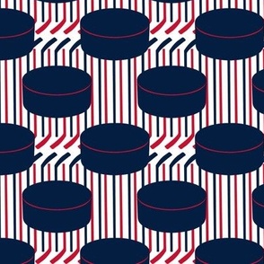  Hockey Puck Polka Dots Sticks Stripes Red Navy Blue White