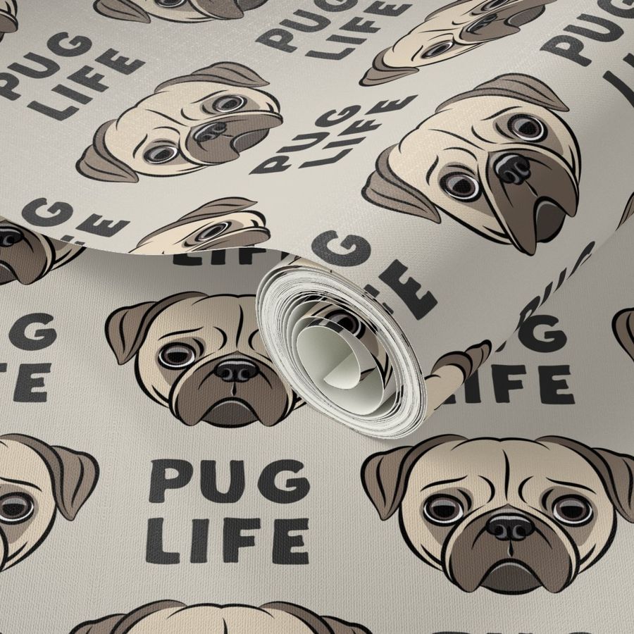 Pug Life - cute pug face - beige