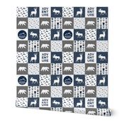 (3" small scale) love you to the mountains and back - navy and grey - adventure patchwork C18BS