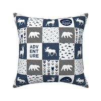 (3" small scale) love you to the mountains and back - navy and grey - adventure patchwork C18BS