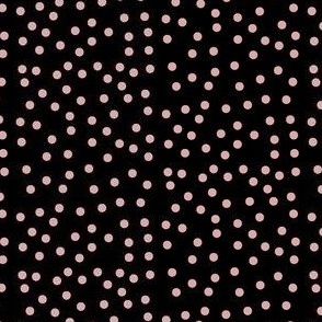 Twinkling Blush Dots on Deep Black - Medium Scale