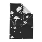 Large Breezy Hand-Painted Daisies | Black White