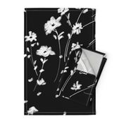 Large Breezy Hand-Painted Daisies | Black White